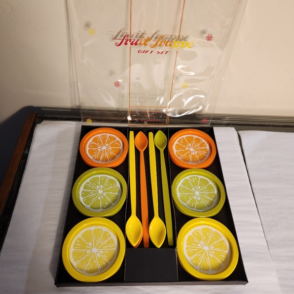 Retro 1969 Fruit and Frappe Summer Coasters and Stirrers Gift Set Made in USA - Picture 2 of 9